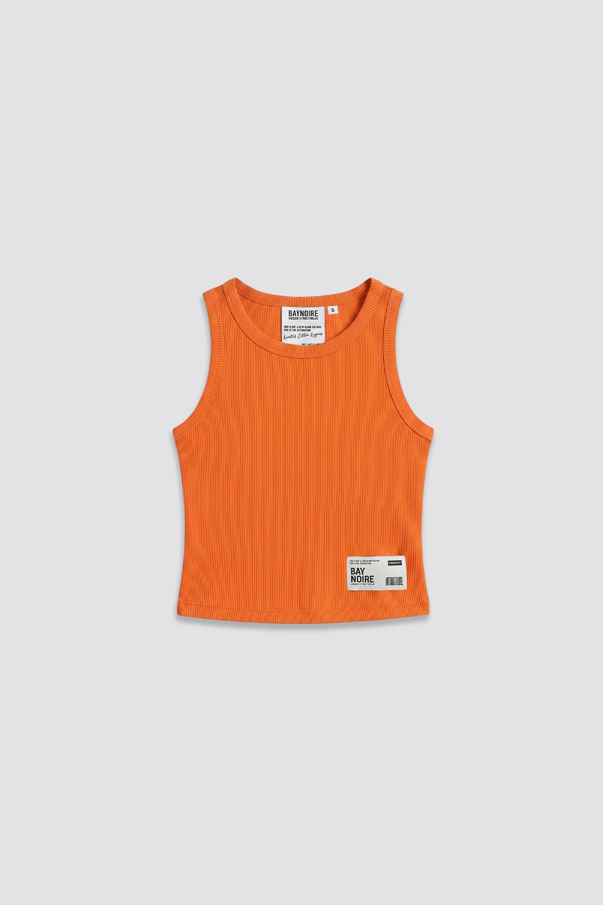 Orange Ribbed Cropped Tank Top