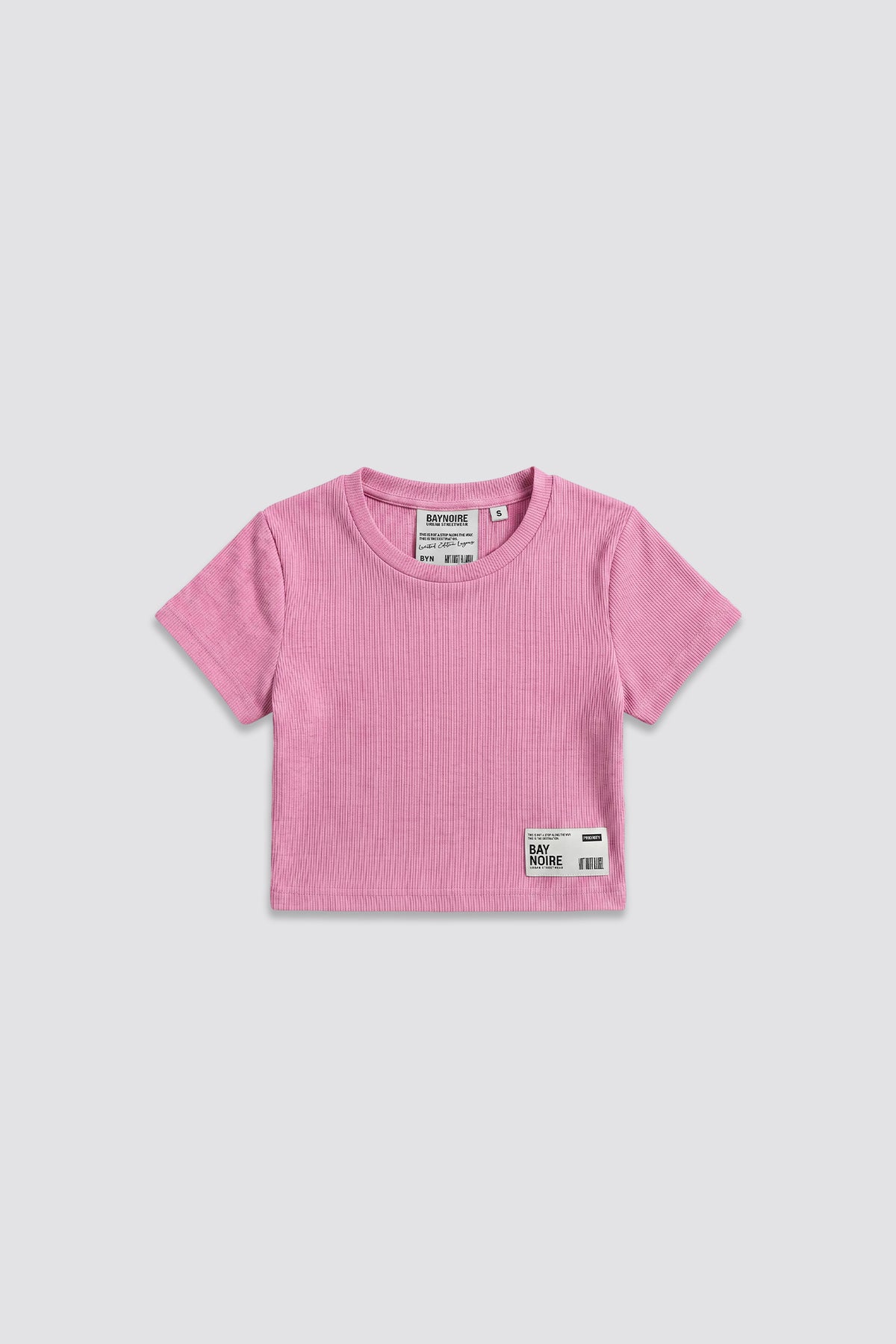 Pink Ribbed Cropped T-Shirt