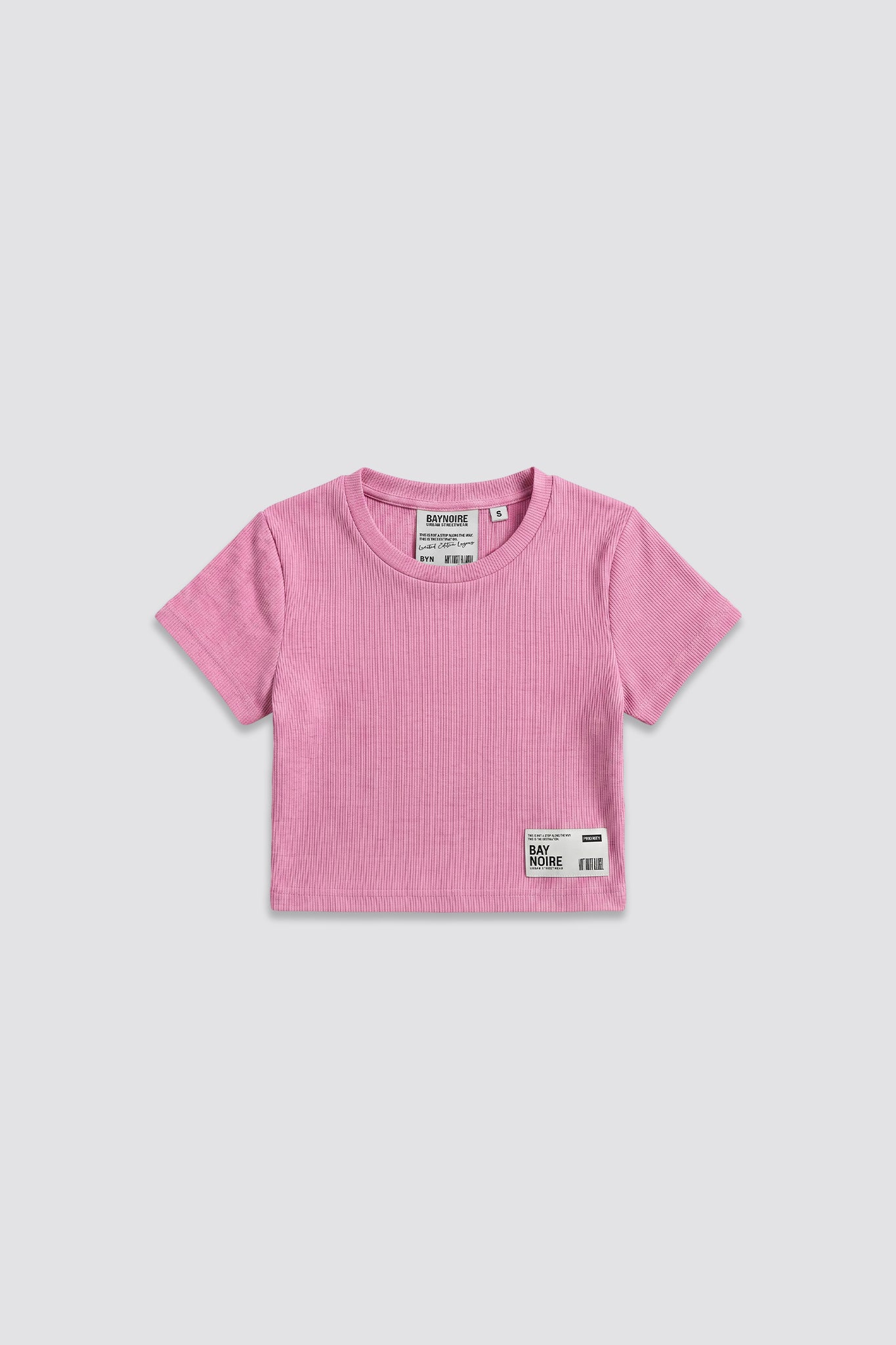 Pink Ribbed Cropped T-Shirt