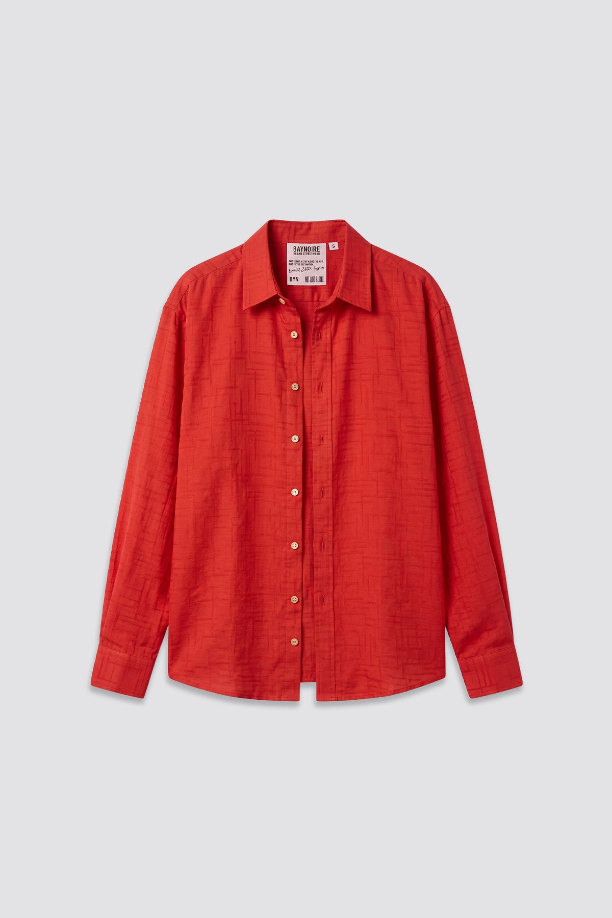 Red Jacquard Long-Sleeve Shirt
