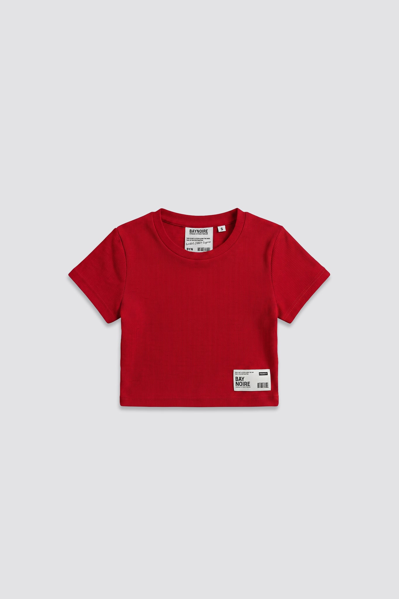 Red Ribbed Cropped T-Shirt