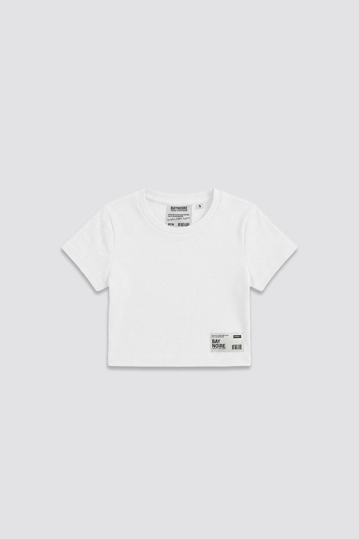 White Ribbed Cropped T-Shirt