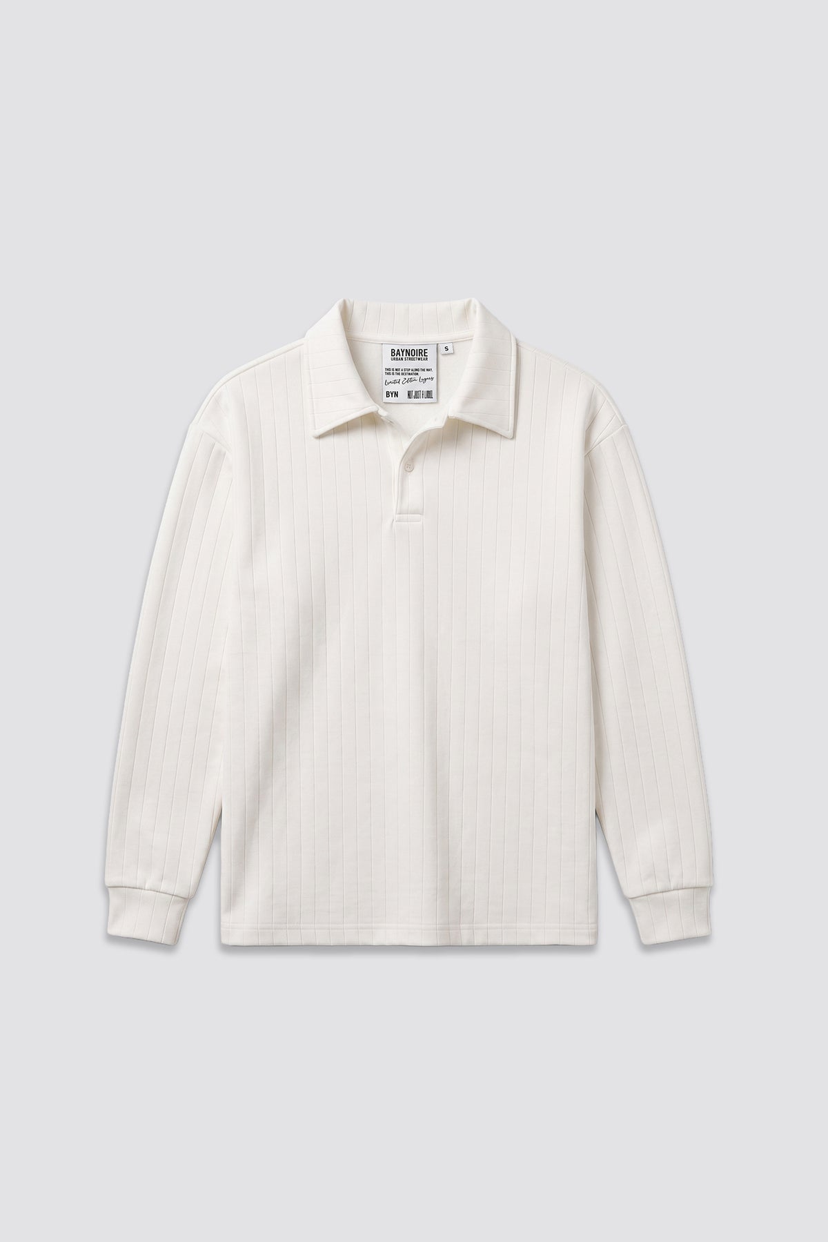 White Ribbed Polo Sweater