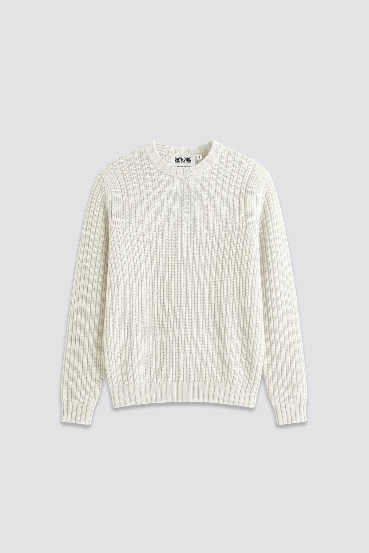 White Ribbed knit Crew Neck