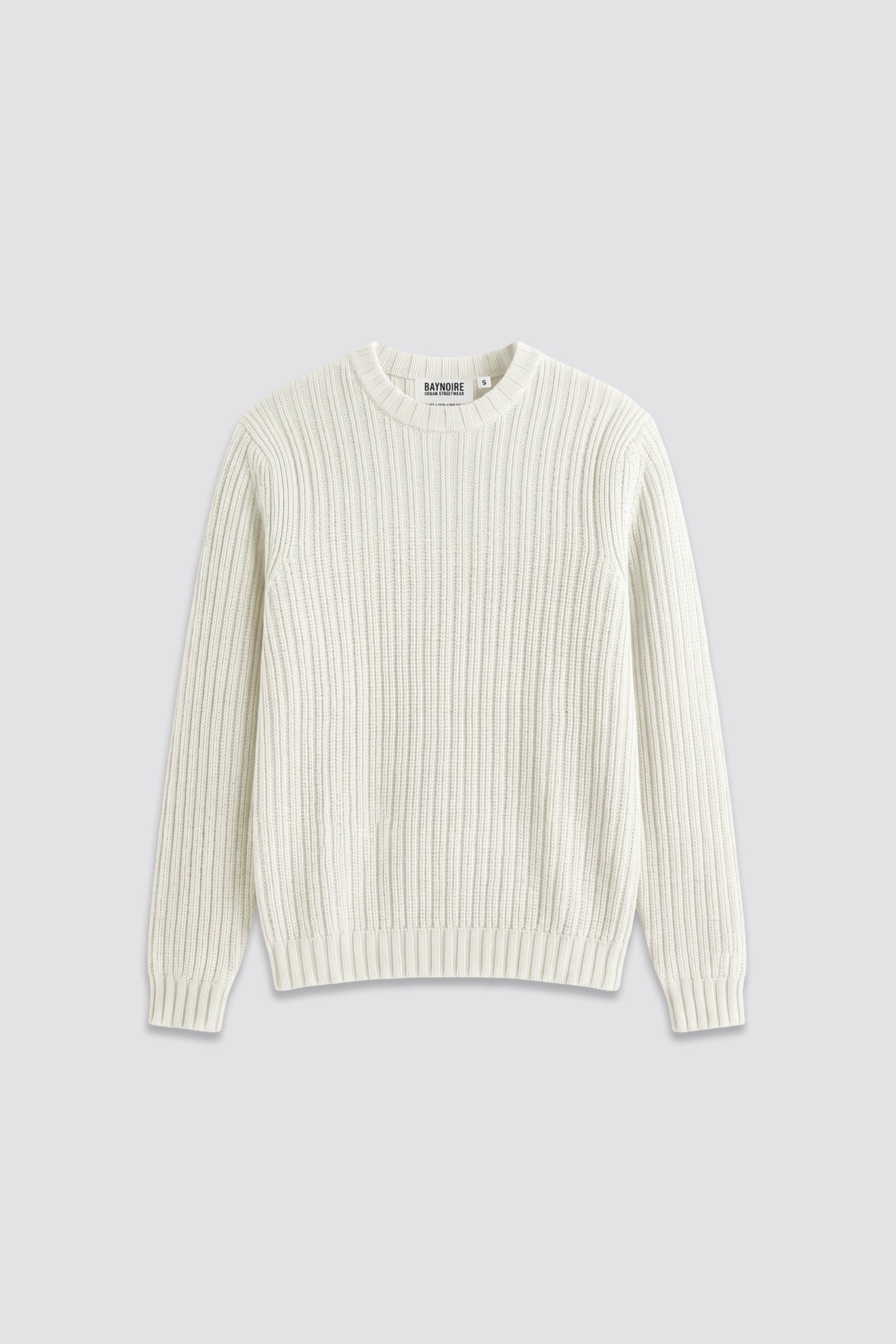 White Ribbed knit Crew Neck