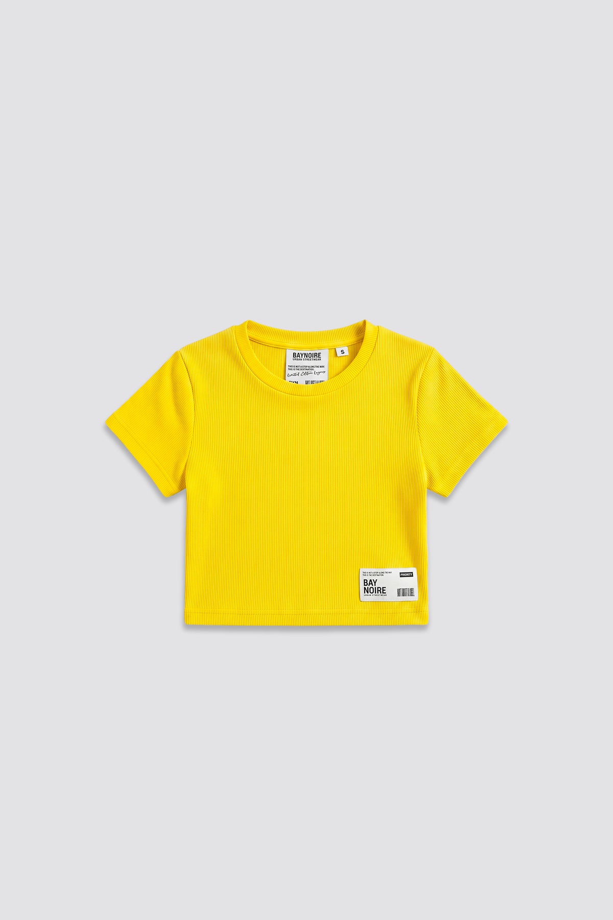 Yellow Ribbed Cropped T-Shirt