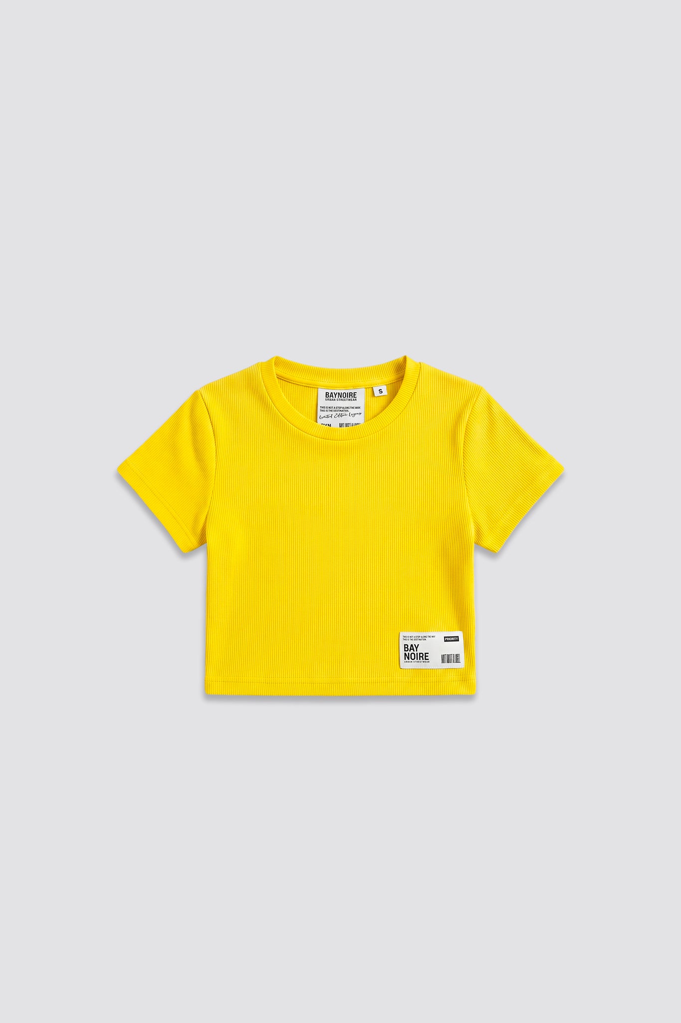 Yellow Ribbed Cropped T-Shirt