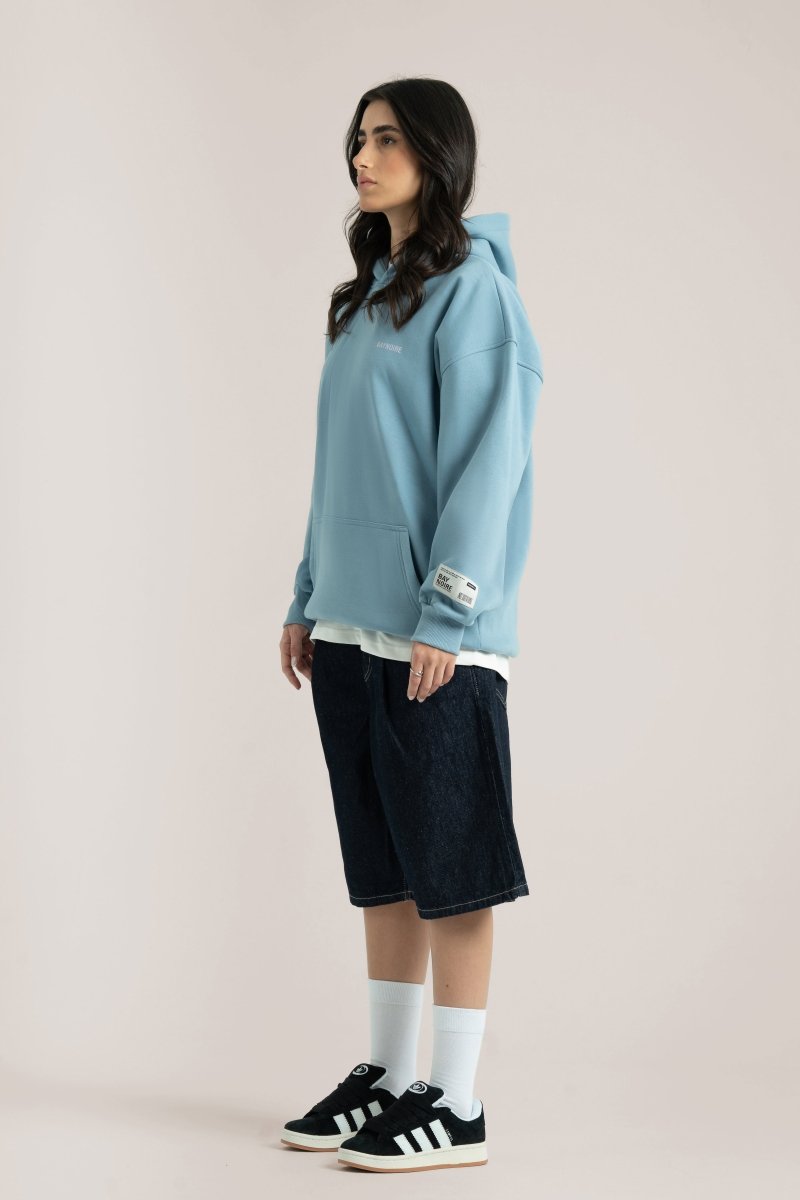 Baby Blue Logo II PL Oversized Hoodie - Baynoire
