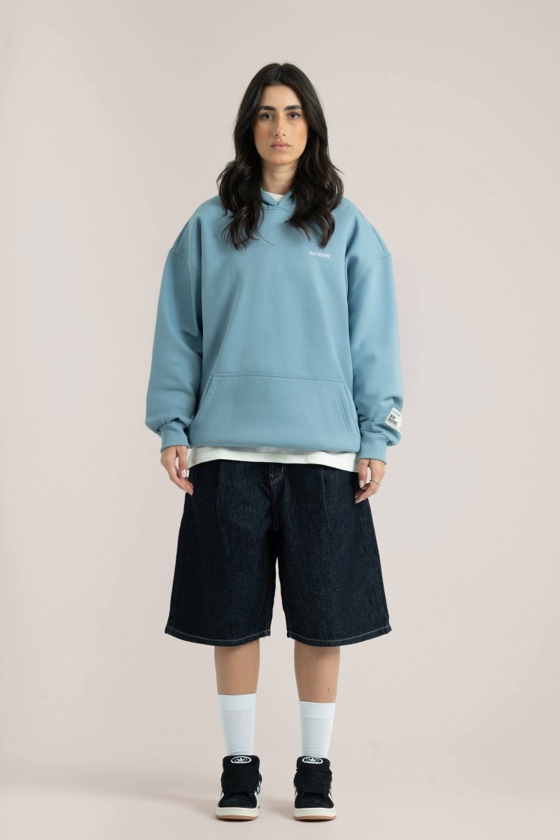 Baby Blue Logo II PL Oversized Hoodie - Baynoire