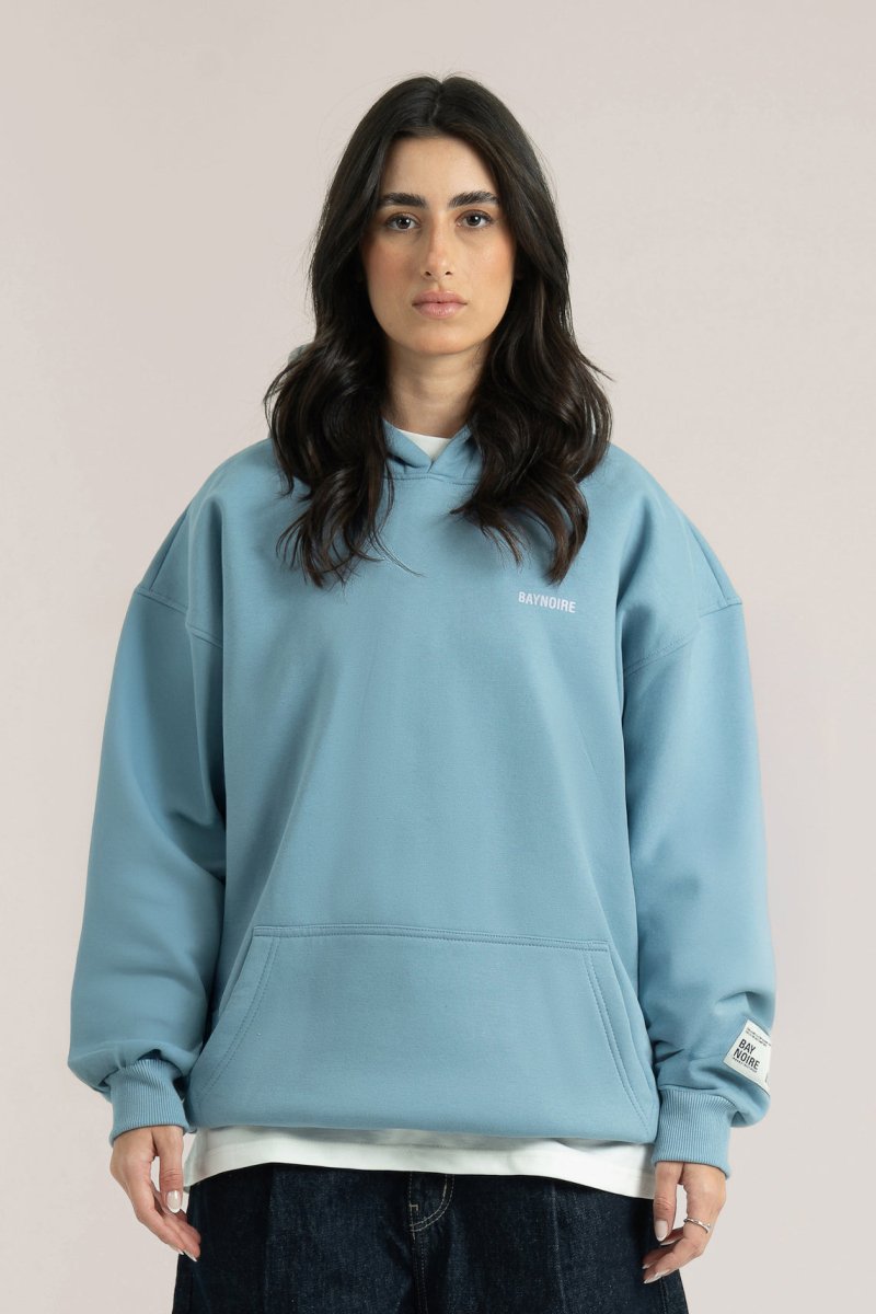 Baby Blue Logo II PL Oversized Hoodie - Baynoire