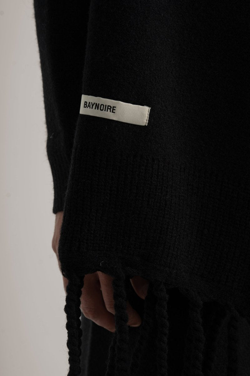 Black Braided Wide Scarf - Baynoire