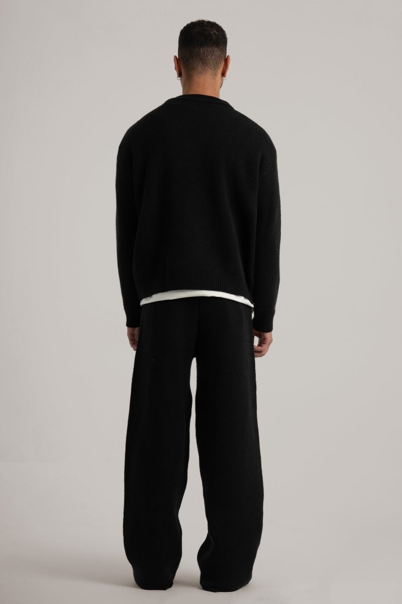 Black Knitted BYN Emblem Pants - Baynoire