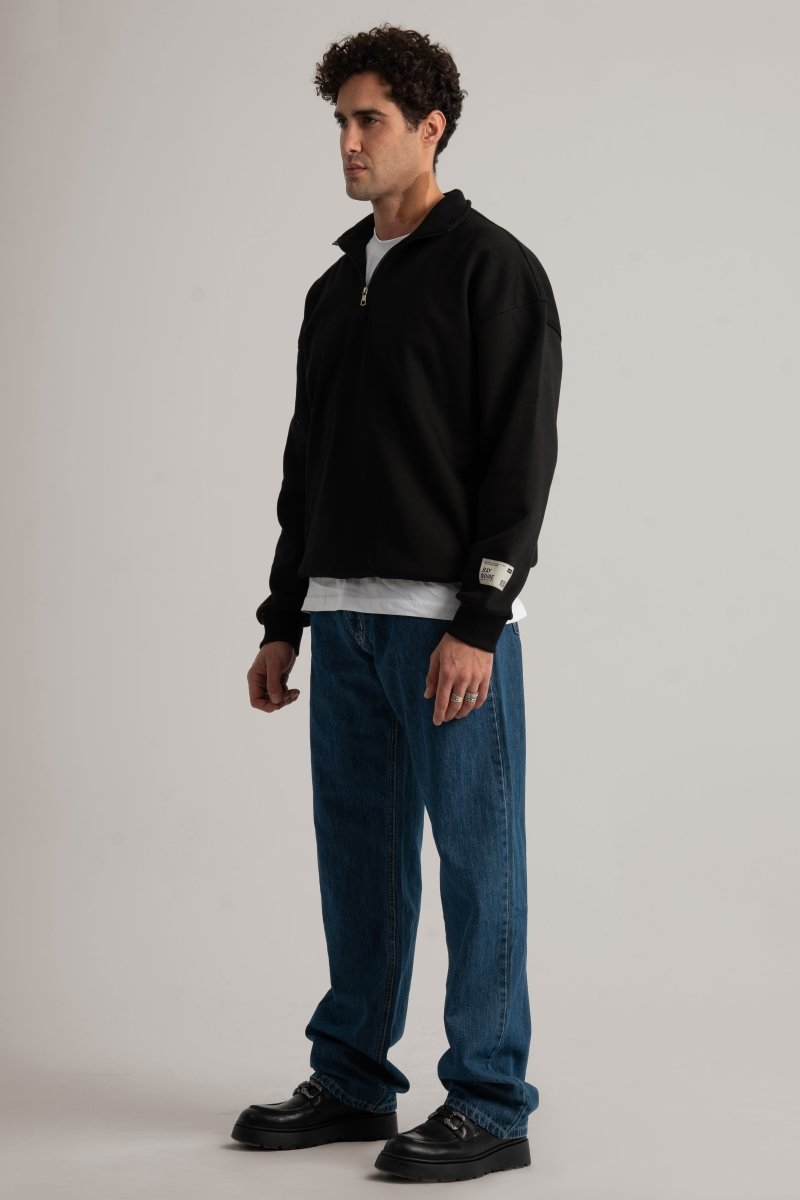 Black Q-Zipper Sweatshirt V3 – Baynoire