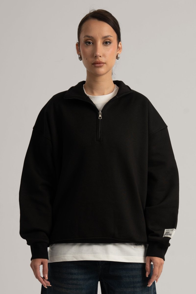 Black Q-Zipper Sweatshirt V3 – Baynoire