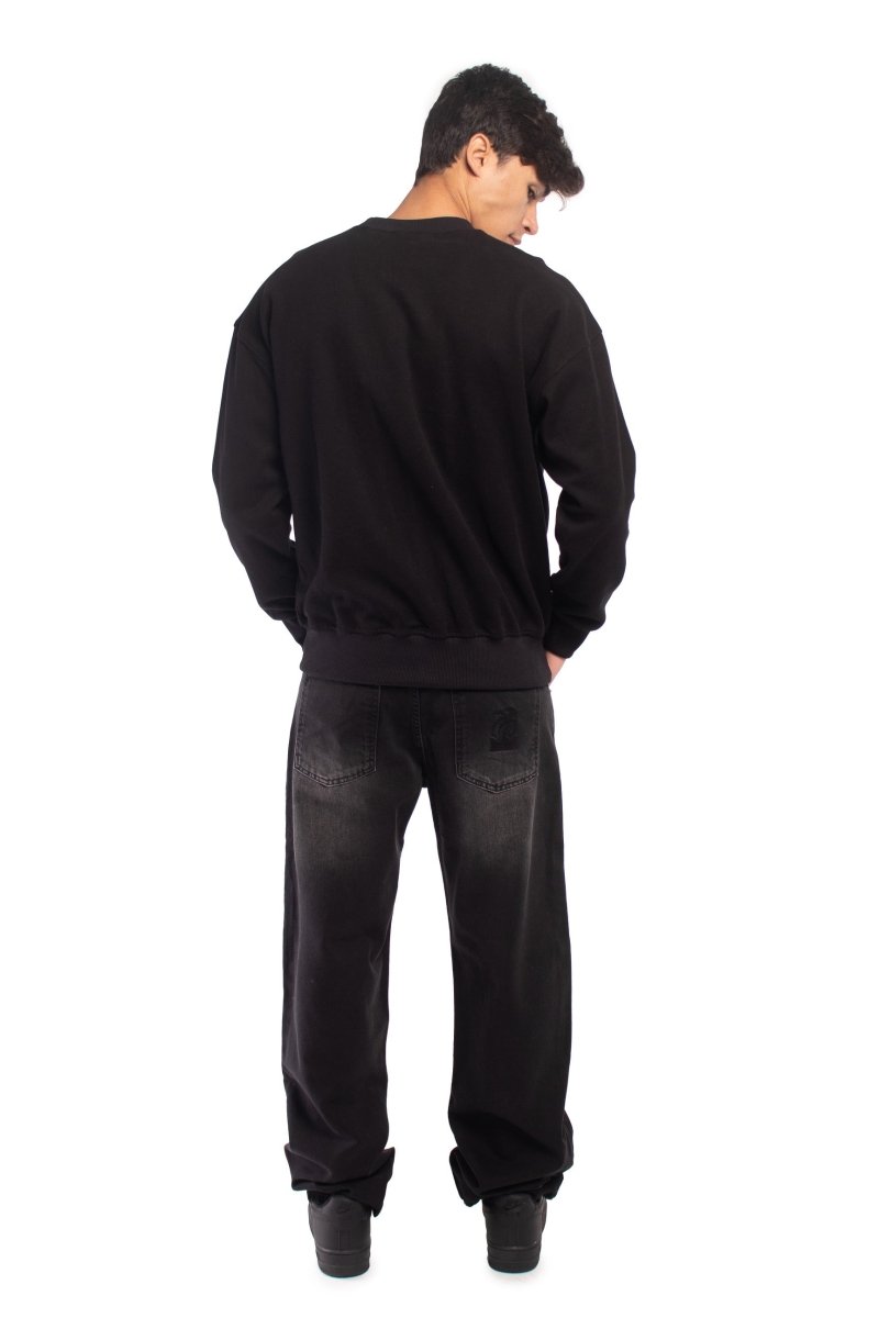 Black Ribbed Sweatshirt - Baynoire