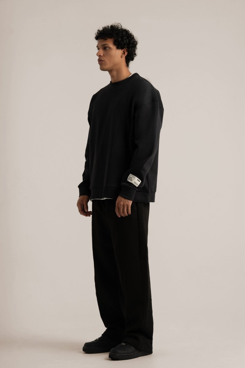 Black Wide Leg Sweatpants V3 - Baynoire