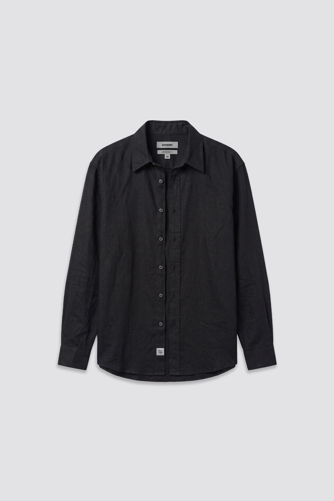 03C Oversized Linen Black Shirt