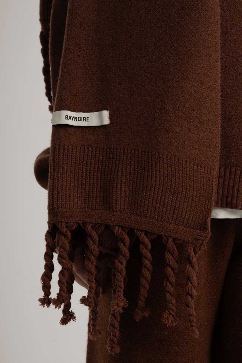 Brown Braided Wide Scarf - Baynoire