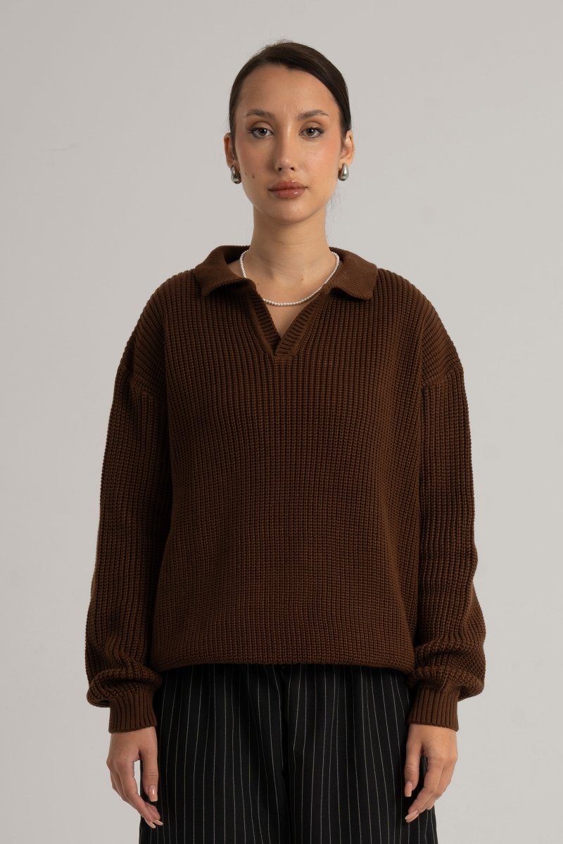 Brown Collar II Sweater - Baynoire