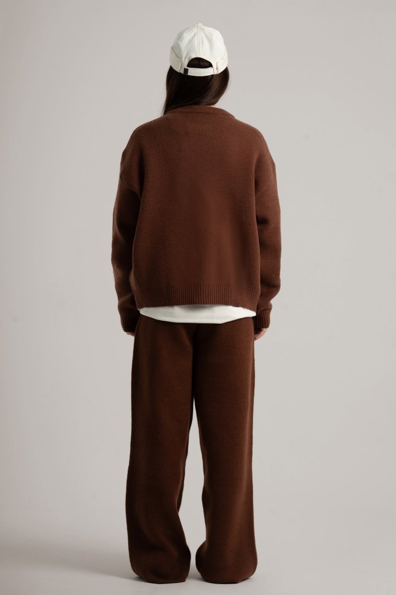 Brown Knitted BYN Emblem Pants - Baynoire