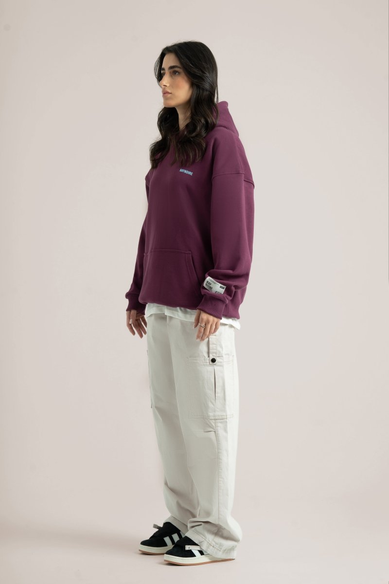 Burgundy Logo II PL Oversized Hoodie - Baynoire