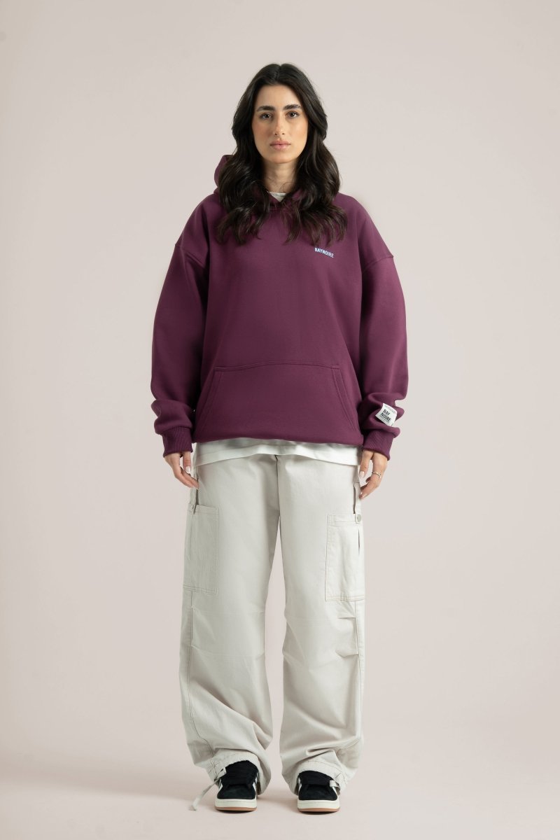 Burgundy Logo II PL Oversized Hoodie - Baynoire