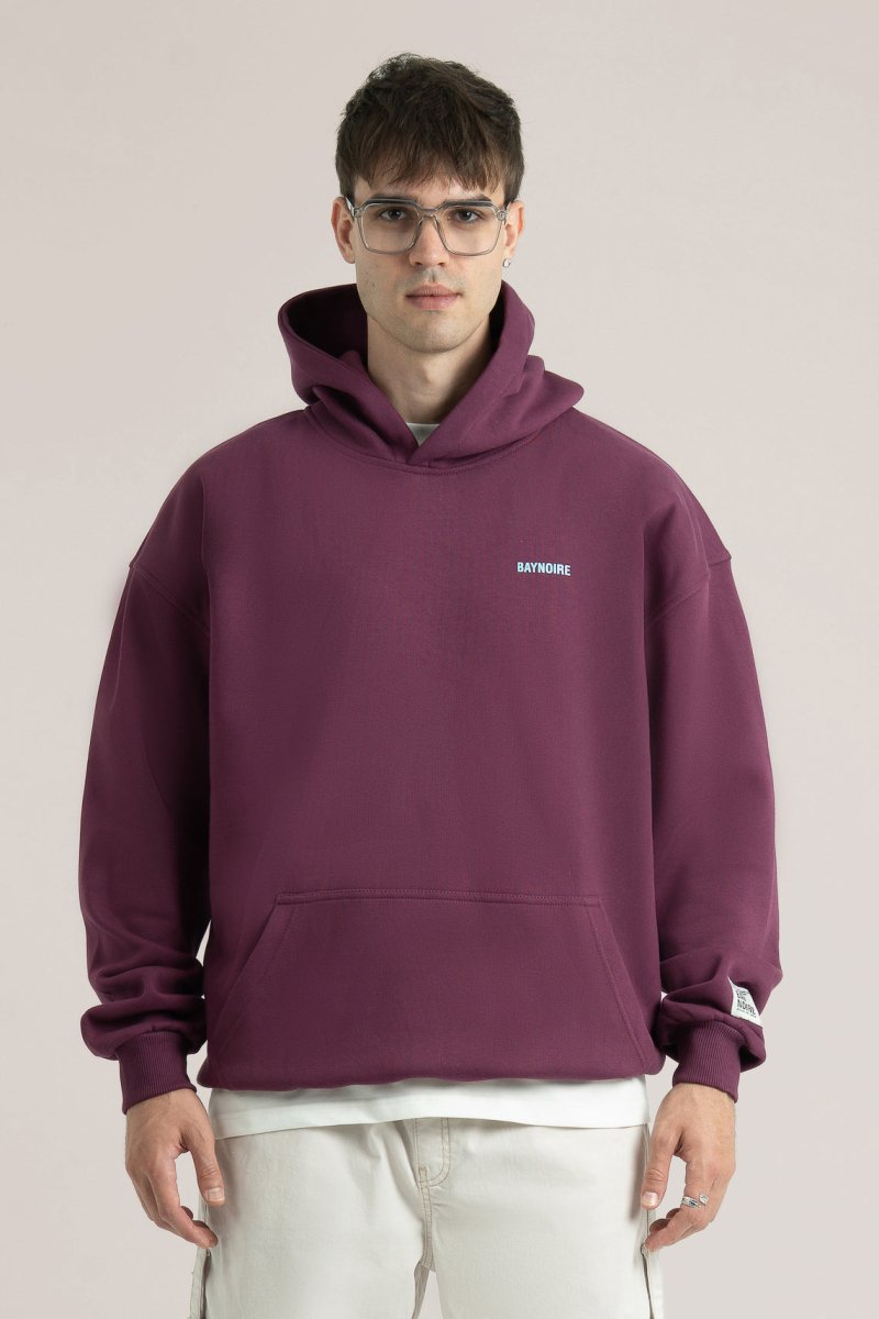 Burgundy Logo II PL Oversized Hoodie - Baynoire