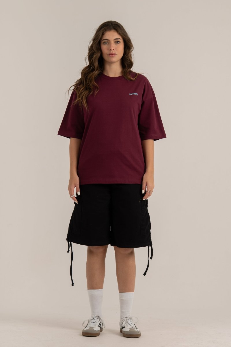 Burgundy Logo II PL Oversized T-shirt - Baynoire