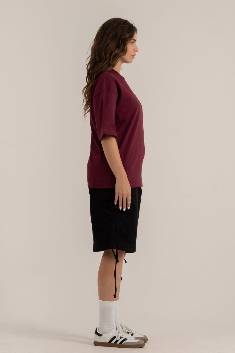 Burgundy Logo II PL Oversized T-shirt - Baynoire