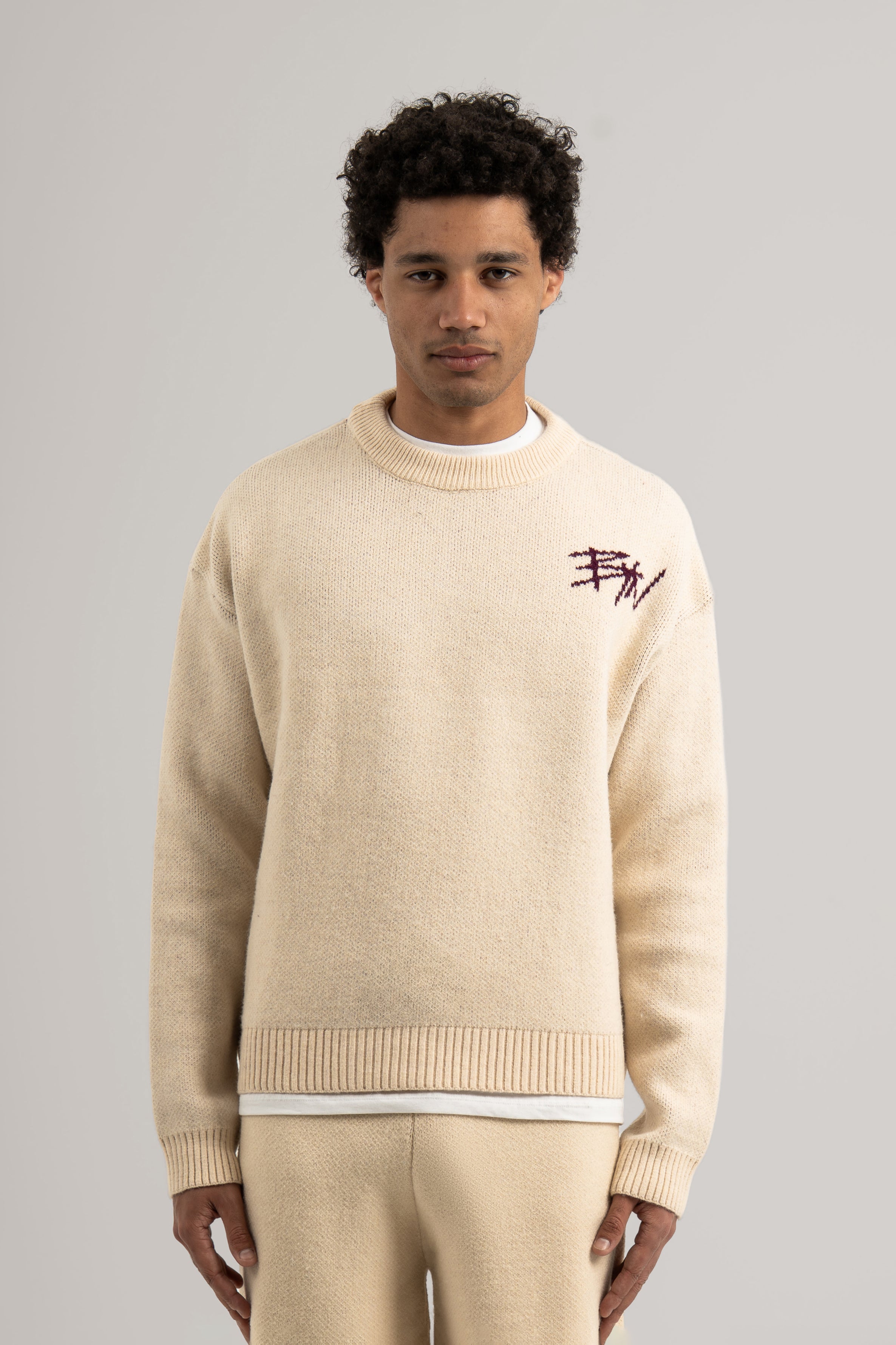 Cream Knitted BYN Emblem Sweatshirt