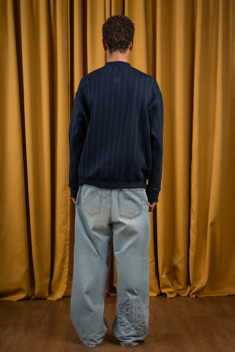 BYN X ALC Navy Blue Striped Crewneck - Baynoire