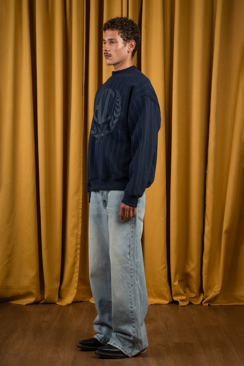 BYN X ALC Navy Blue Striped Crewneck - Baynoire