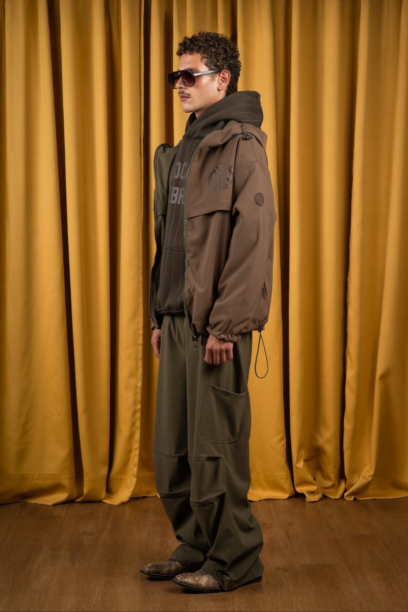 BYN X ALC Olive X Brown Oak Reversible Windbreaker Jacket - Baynoire