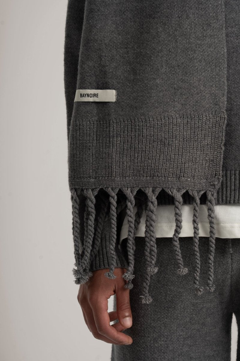 Grey Braided Wide Scarf - Baynoire