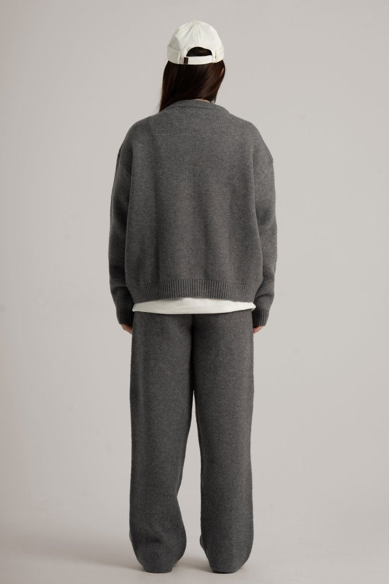 Grey Knitted BYN Emblem Pants - Baynoire