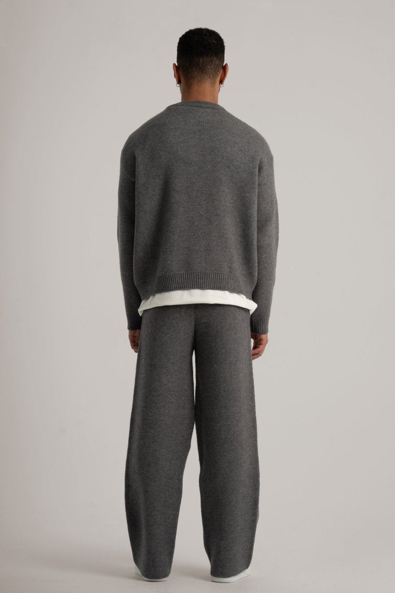 Grey Knitted BYN Emblem Sweatshirt - Baynoire