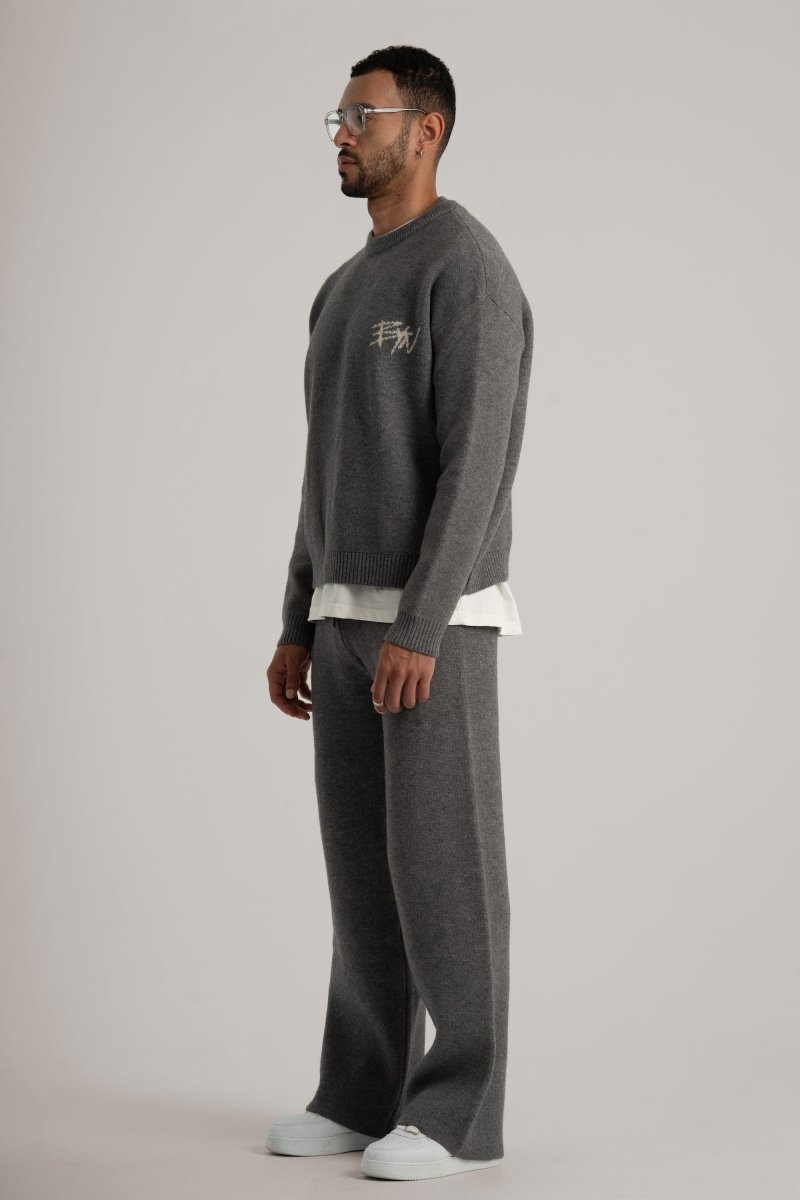 Grey Knitted BYN Emblem Sweatshirt - Baynoire