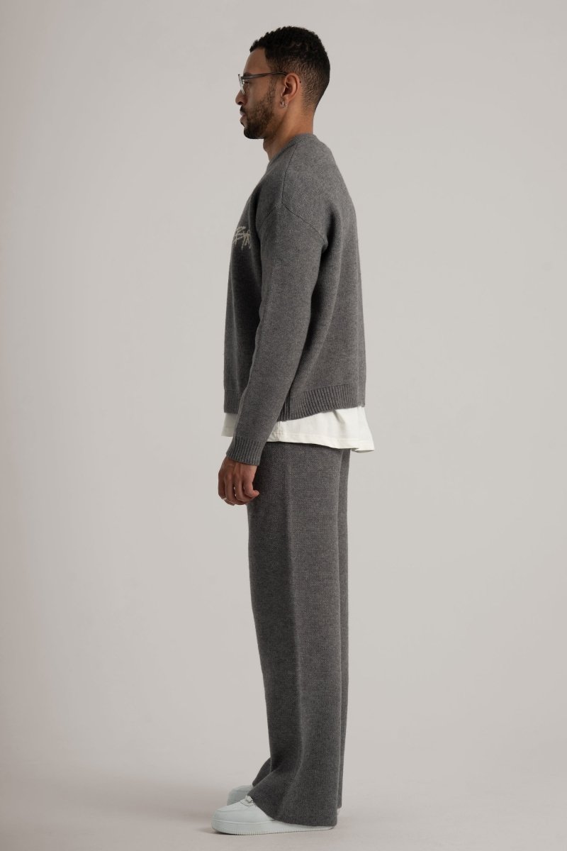 Grey Knitted BYN Emblem Sweatshirt - Baynoire