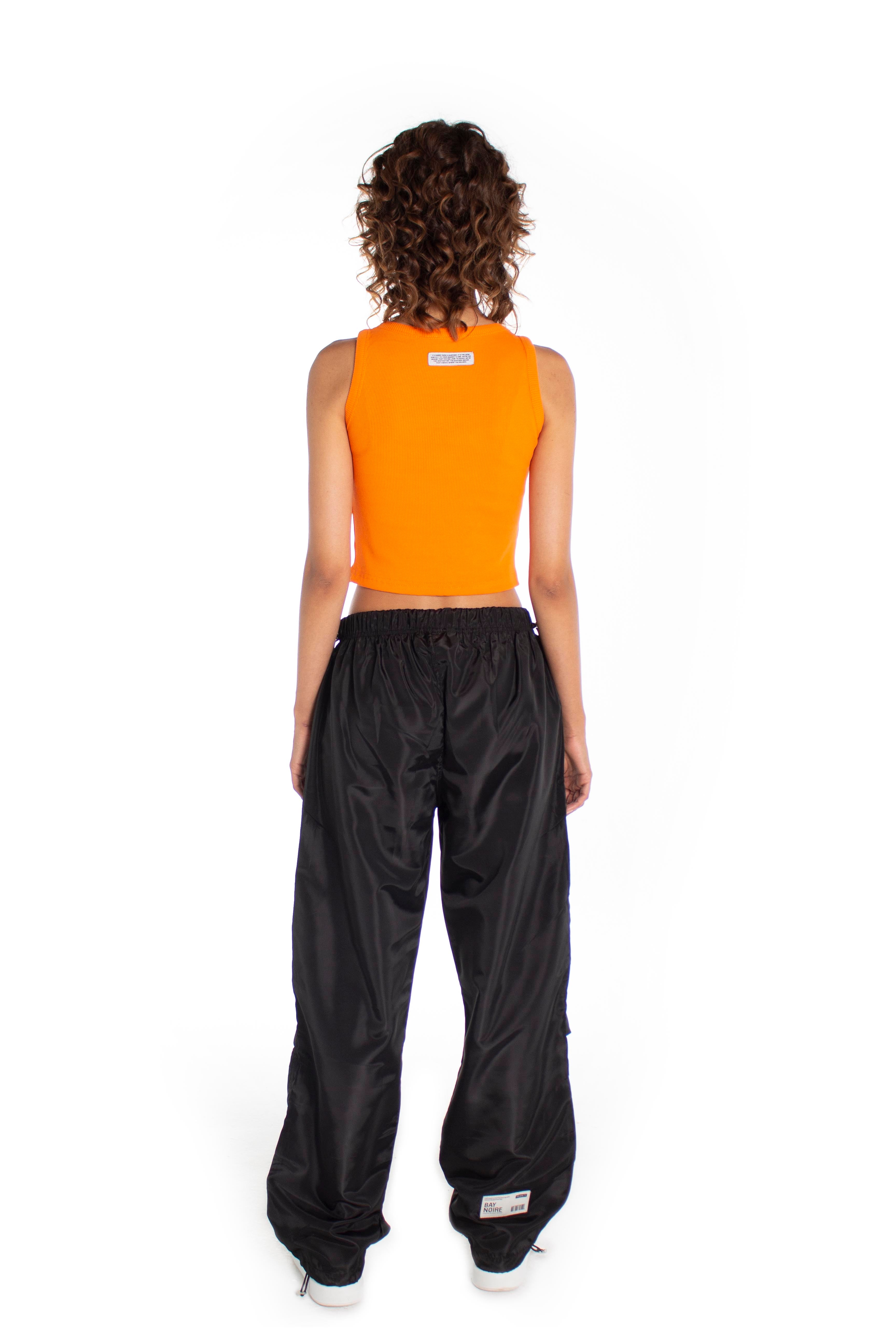 Orange Ribbed Cropped Tank Top