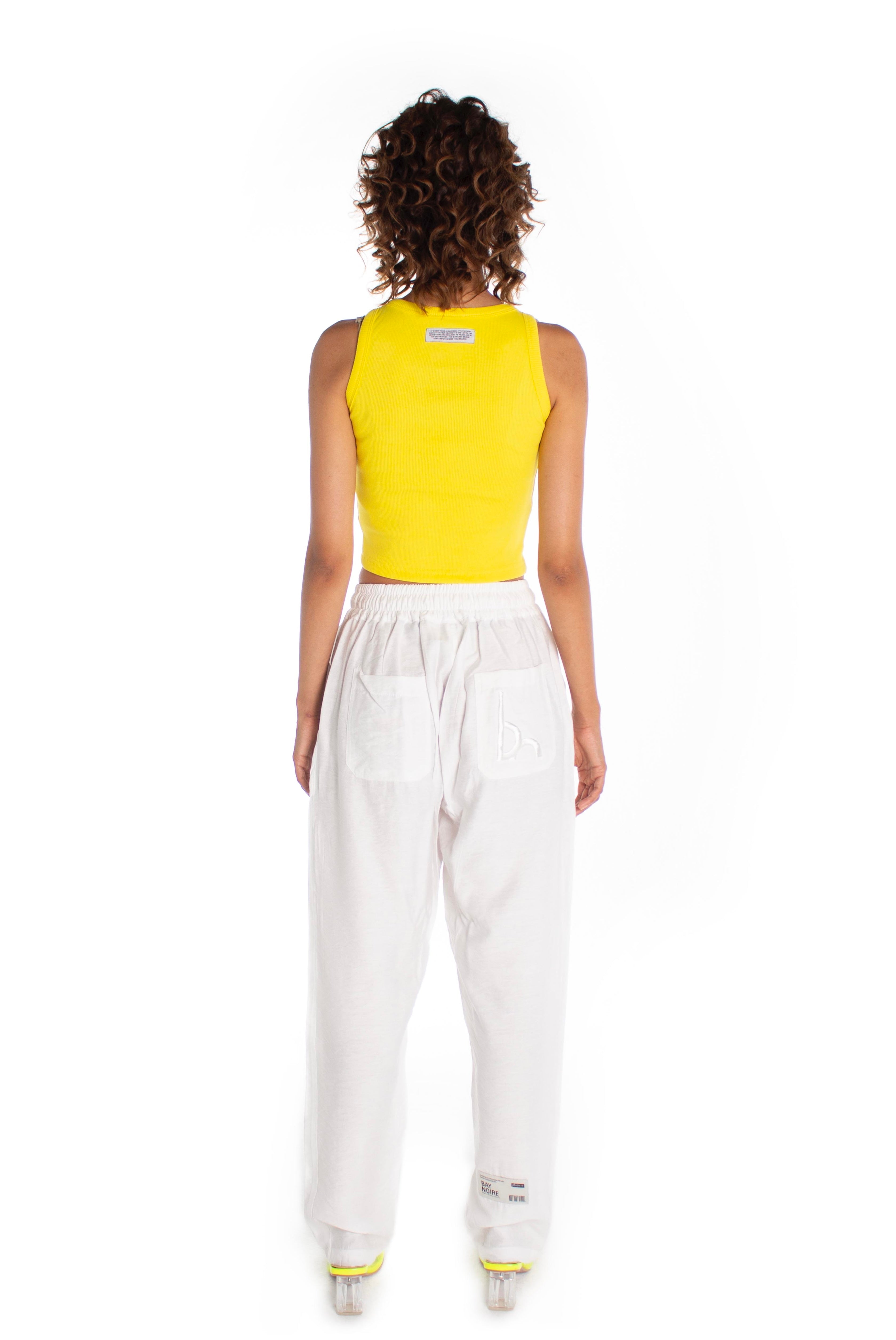 Yellow Ribbed Cropped Tank Top