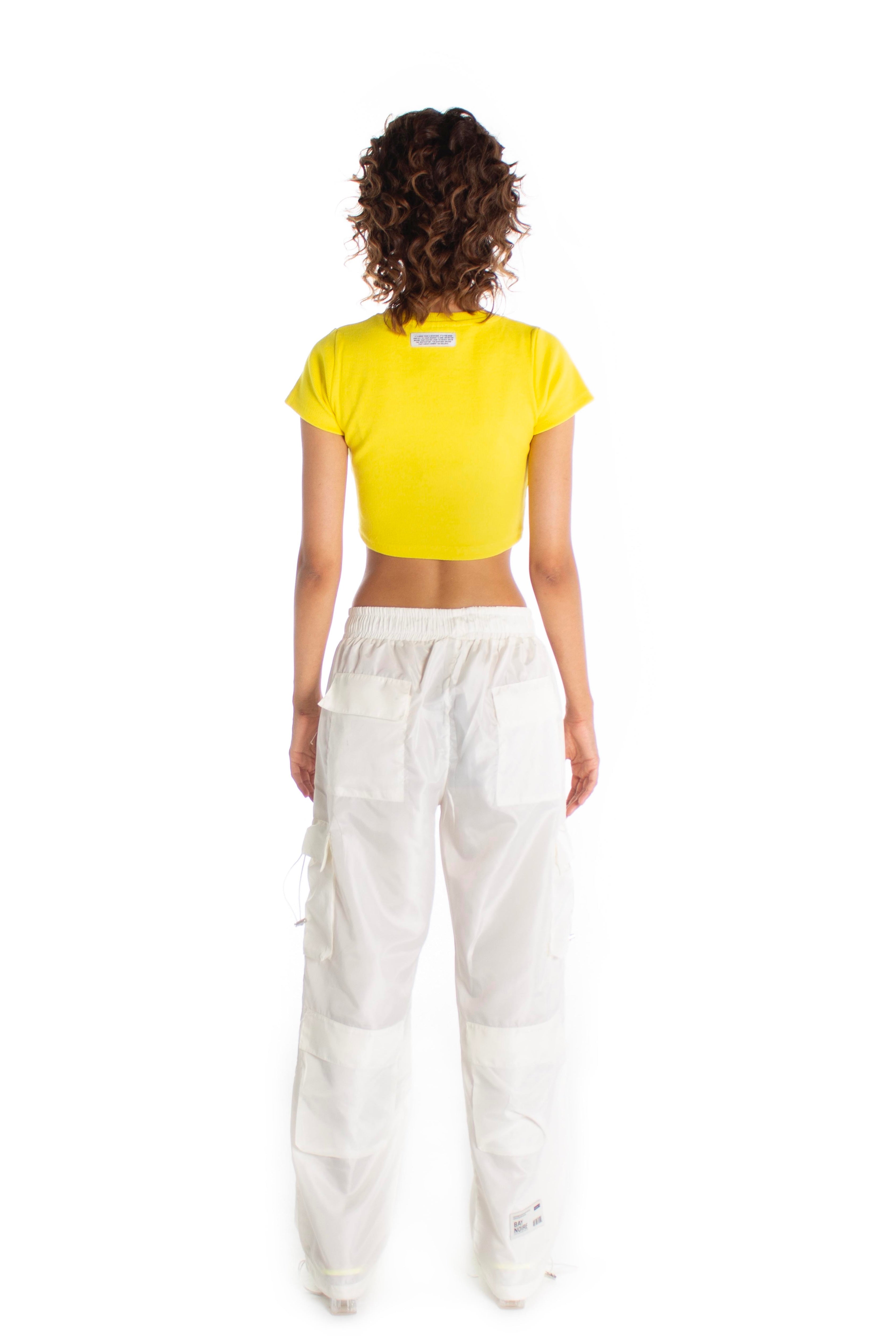 Yellow Ribbed Cropped T-Shirt