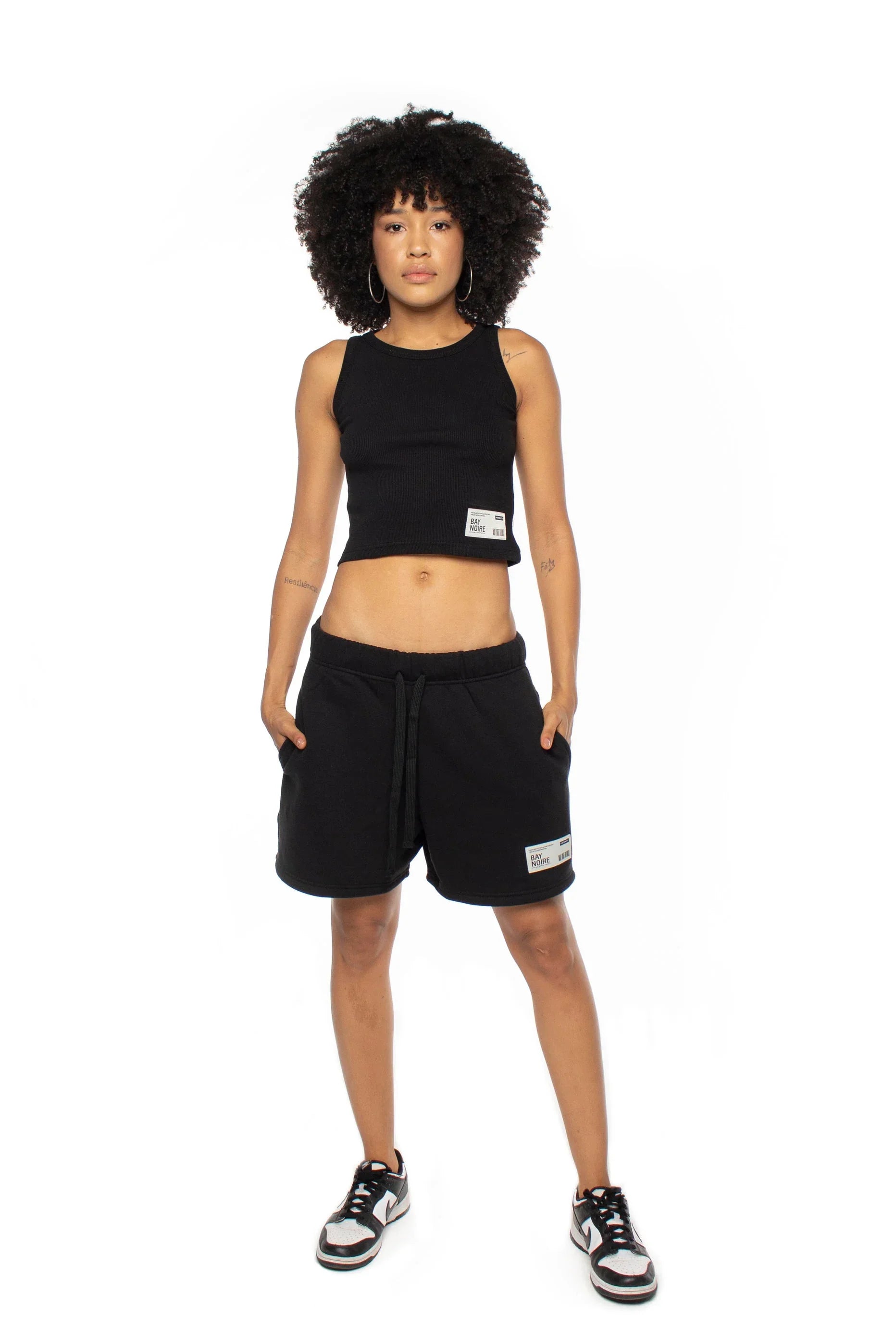 Black Ribbed Cropped Tank Top