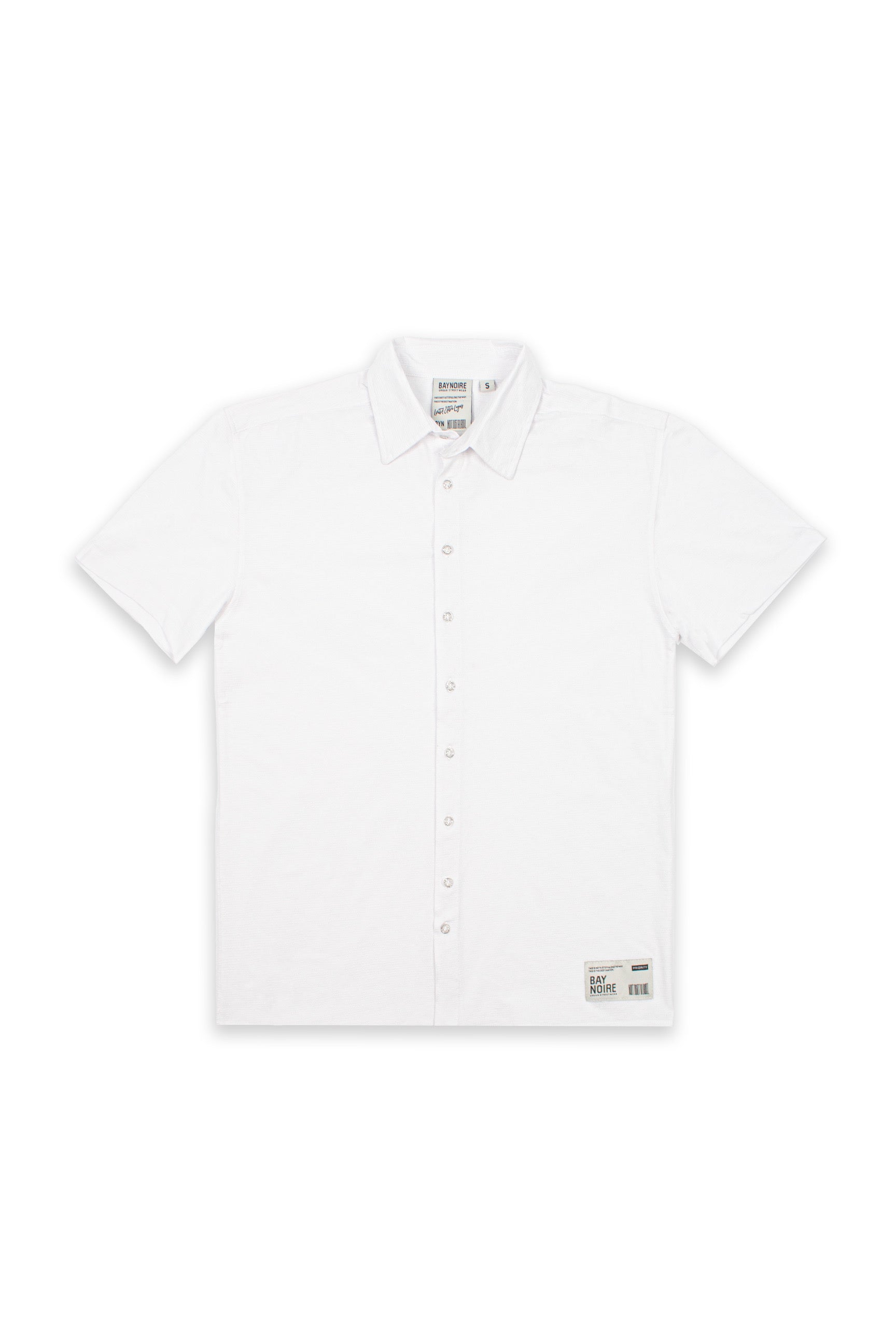 White Jacquard Short-Sleeve Shirt