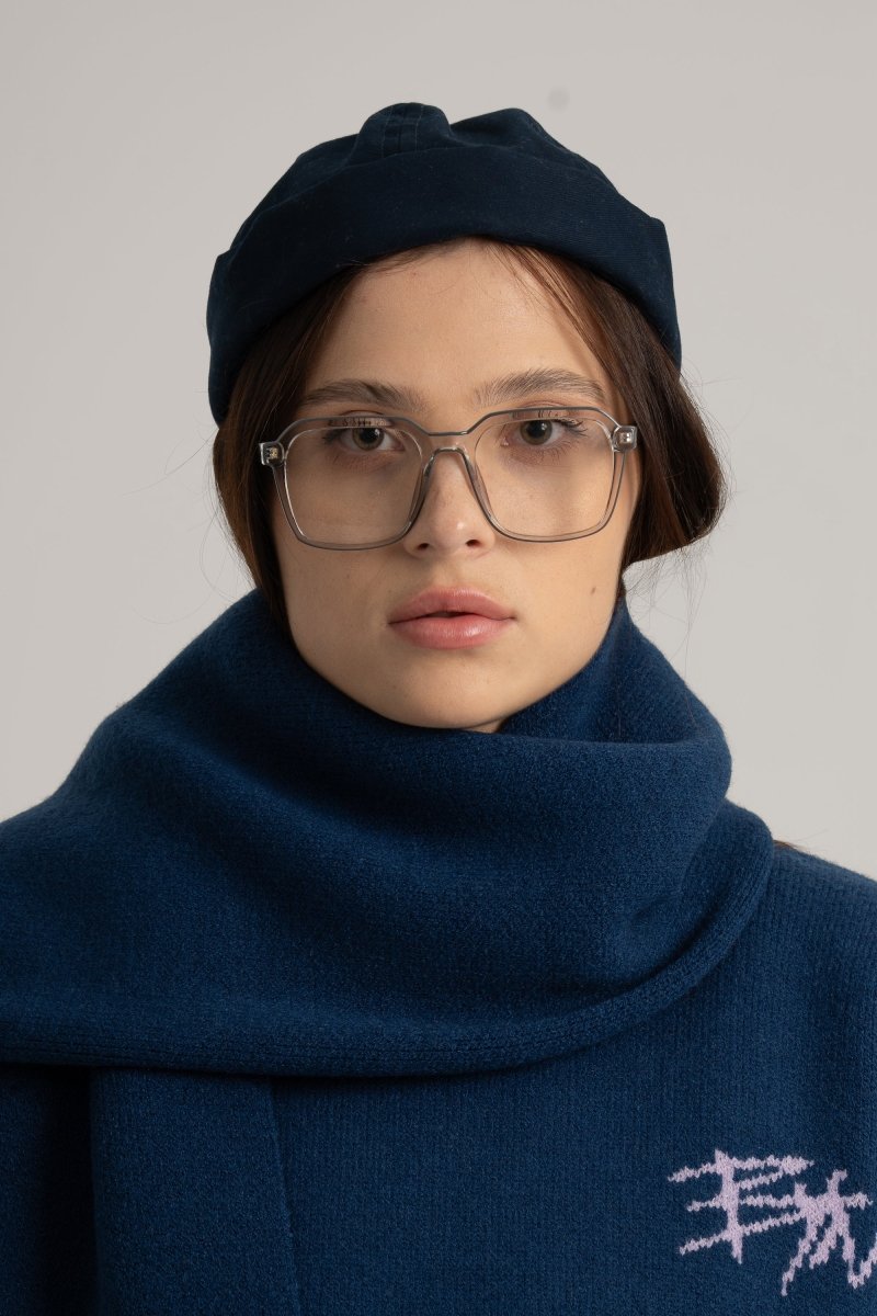 Navy Braided Wide Scarf - Baynoire