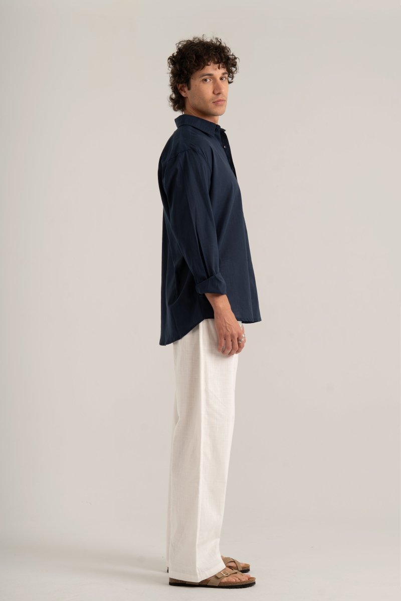 Navy C - Linen Shirt - Baynoire