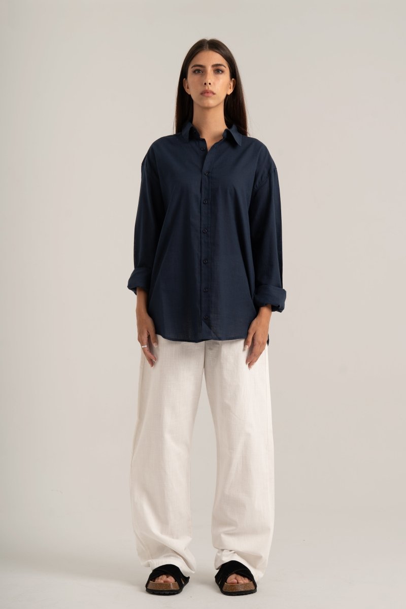 Navy C - Linen Shirt - Baynoire