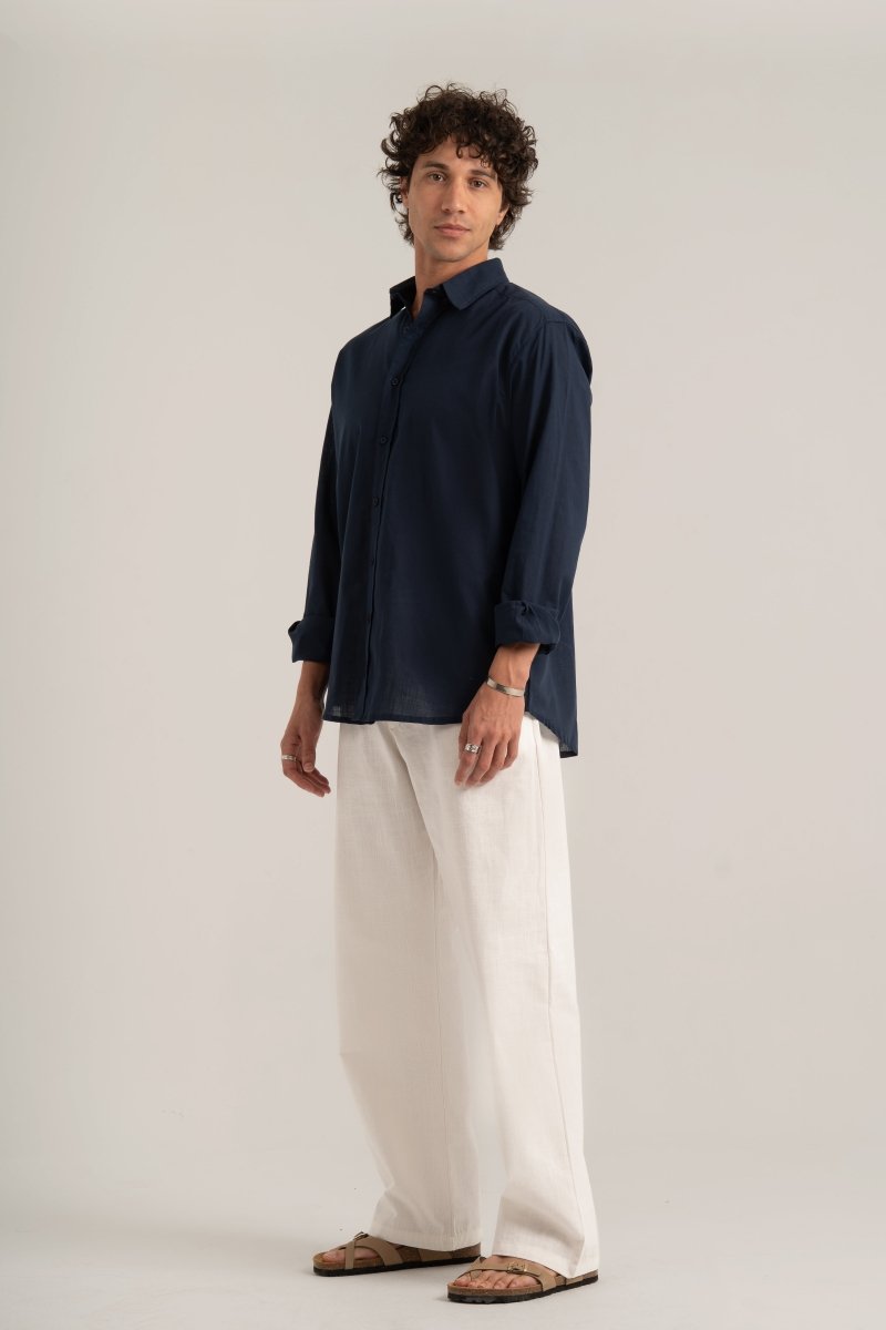 Navy C - Linen Shirt - Baynoire