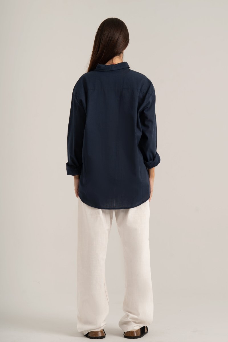 Navy C - Linen Shirt - Baynoire