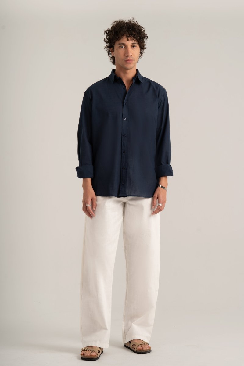 Navy C - Linen Shirt - Baynoire