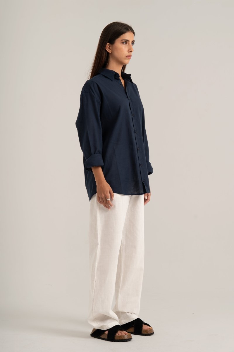 Navy C - Linen Shirt - Baynoire